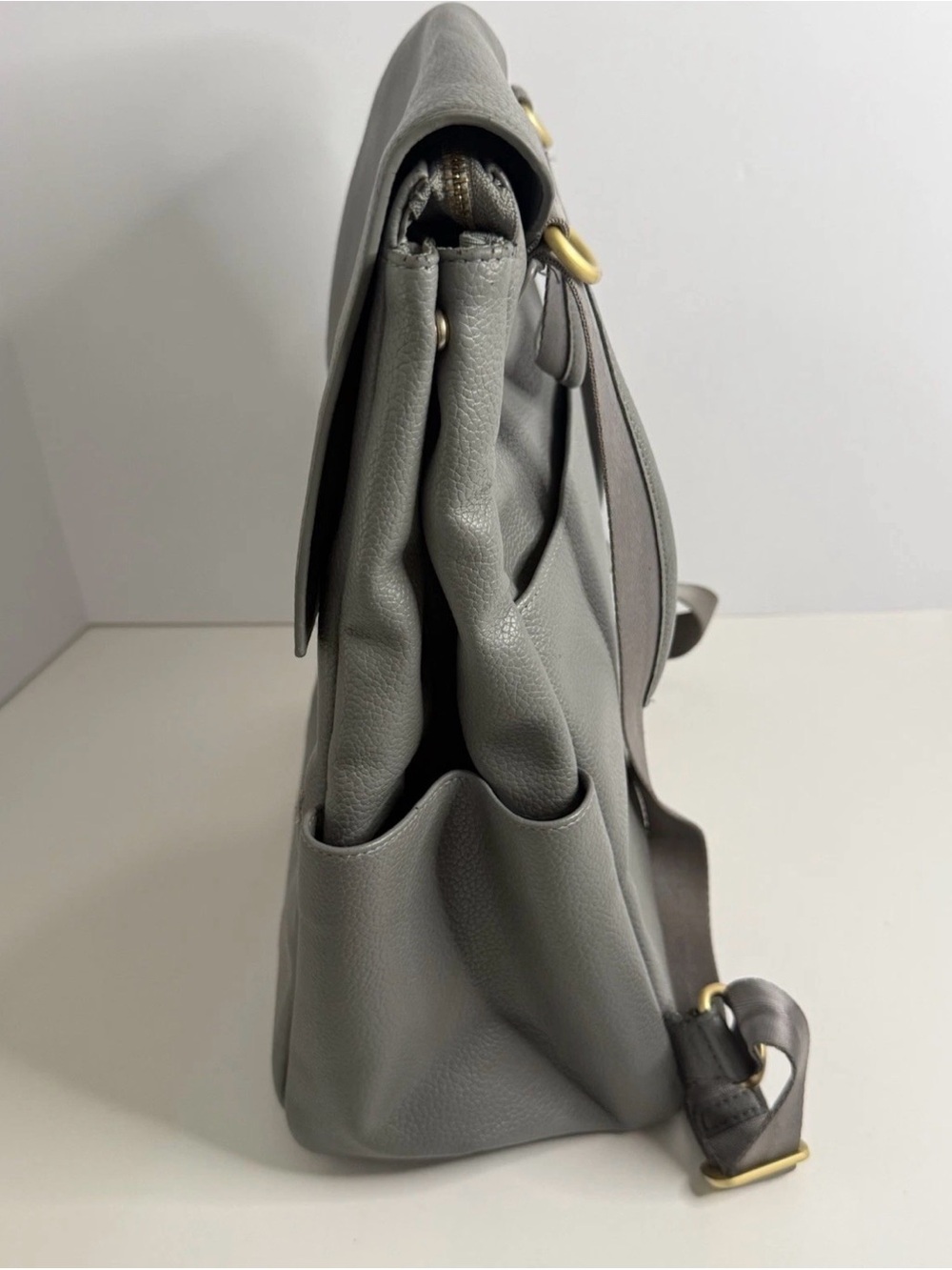 Freshly Picked Gray Leather Baby Backpack - Picture 5 of 12